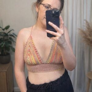 Multicolor Crochet Halter Top